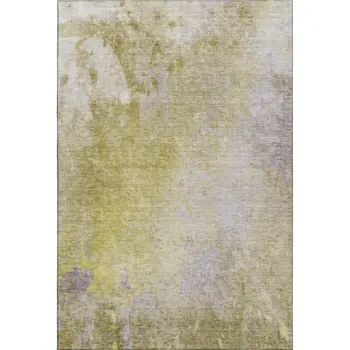 3' X 5' Gold And Gray Abstract Washable Area Rug With UV Protection