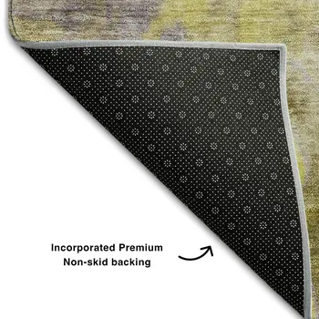 9' X 12' Gold And Gray Abstract Washable Area Rug With UV Protection