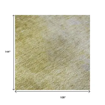 9' X 12' Gold And Gray Abstract Washable Area Rug With UV Protection