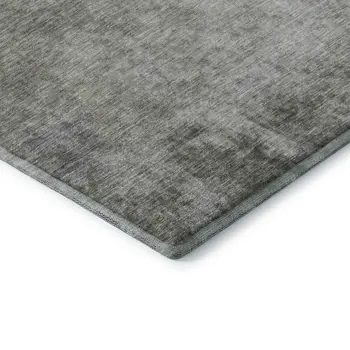 8' Gray And Ivory Abstract Washable Round Rug With UV Protection