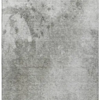 10' X 14' Gray And Ivory Abstract Washable Area Rug With UV Protection
