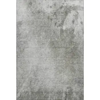 10' X 14' Gray And Ivory Abstract Washable Area Rug With UV Protection
