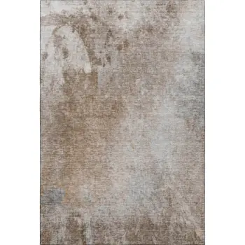 3' X 5' Coffee And Gray Abstract Washable Area Rug With UV Protection