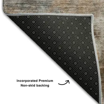 3' X 5' Coffee And Gray Abstract Washable Area Rug With UV Protection