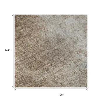 9' X 12' Coffee And Gray Abstract Washable Area Rug With UV Protection