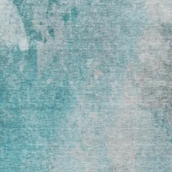 3' X 5' Teal And Gray Abstract Washable Area Rug With UV Protection