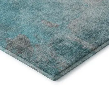 5' X 8' Teal And Gray Abstract Washable Area Rug With UV Protection