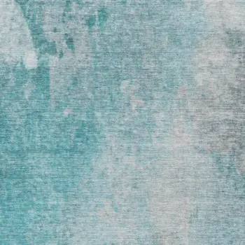 8' X 10' Teal And Gray Abstract Washable Area Rug With UV Protection