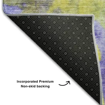3' X 5' Wheat And Purple Abstract Washable Area Rug With UV Protection