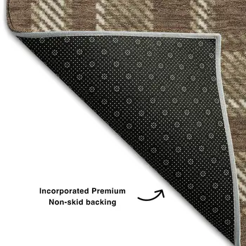5' X 8' Chocolate And Ivory Plaid Washable Area Rug With UV Protection