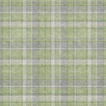 10' X 14' Green And Gray Plaid Washable Area Rug With UV Protection