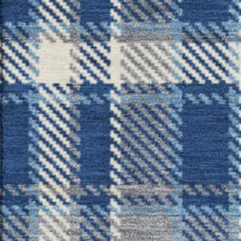 8' X 10' Navy Blue And Ivory Plaid Washable Area Rug With UV Protection