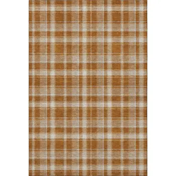 3' X 5' Rust And Ivory Plaid Washable Area Rug With UV Protection