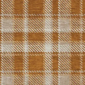 8' X 10' Rust And Ivory Plaid Washable Area Rug With UV Protection