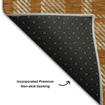9' X 12' Rust And Ivory Plaid Washable Area Rug With UV Protection