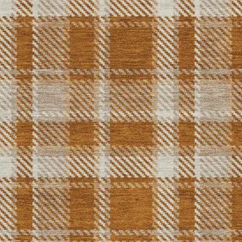 9' X 12' Rust And Ivory Plaid Washable Area Rug With UV Protection