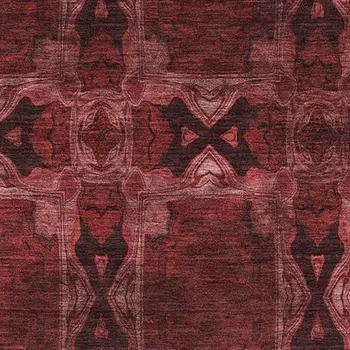 10' X 14' Burgundy Red And Gray Floral Medallion Washable Area Rug With UV Protection