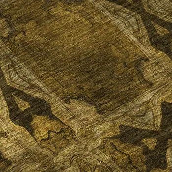 3' X 5' Chocolate And Gold Floral Medallion Washable Area Rug With UV Protection