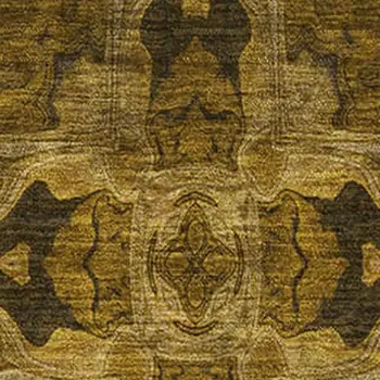 5' X 8' Chocolate And Gold Floral Medallion Washable Area Rug With UV Protection