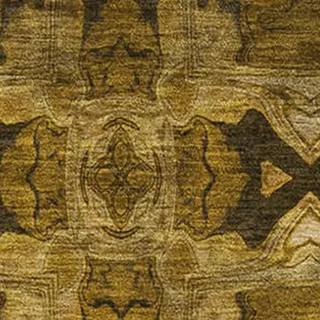 8' X 10' Chocolate And Gold Floral Medallion Washable Area Rug With UV Protection