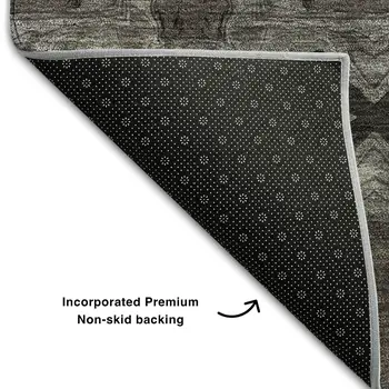 3' X 5' Gray And Charcoal Floral Medallion Washable Area Rug With UV Protection