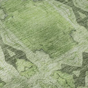 3' X 5' Green Gray And Ivory Floral Medallion Washable Area Rug With UV Protection