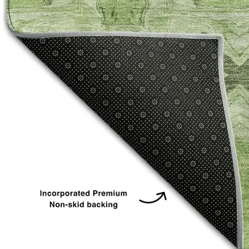 10' X 14' Green Gray And Ivory Floral Medallion Washable Area Rug With UV Protection