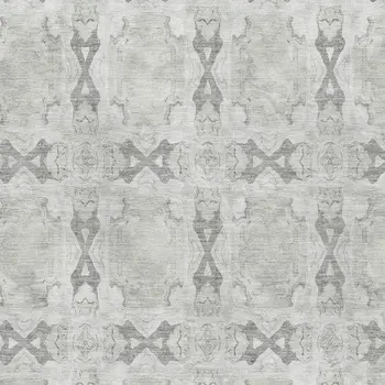 5' X 8' Ivory And Gray Floral Medallion Washable Area Rug With UV Protection