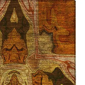 5' X 8' Rust Copper And Gold Floral Medallion Washable Area Rug With UV Protection