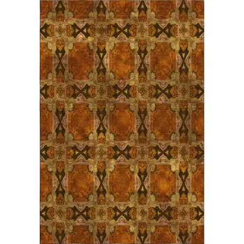 9' X 12' Rust Copper And Gold Floral Medallion Washable Area Rug With UV Protection