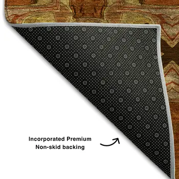 10' X 14' Rust Copper And Gold Floral Medallion Washable Area Rug With UV Protection