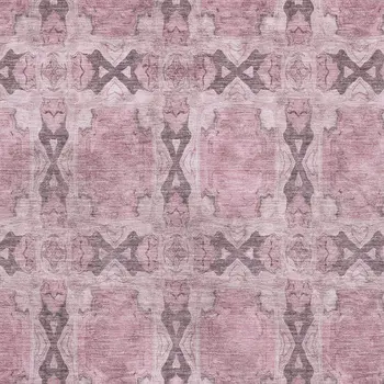 8' X 10' Pink And Gray Floral Medallion Washable Area Rug With UV Protection