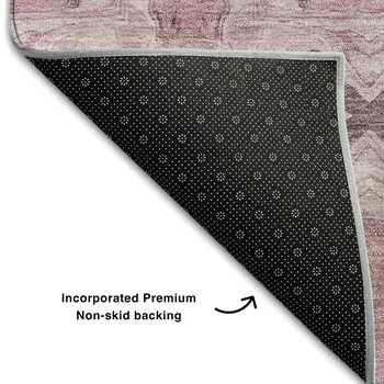9' X 12' Pink And Gray Floral Medallion Washable Area Rug With UV Protection