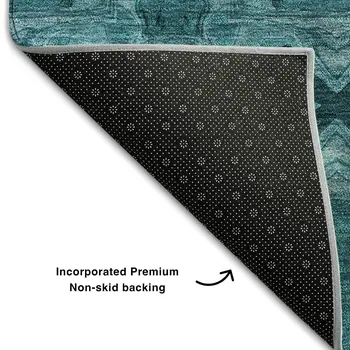9' X 12' Teal And Gray Floral Medallion Washable Area Rug With UV Protection