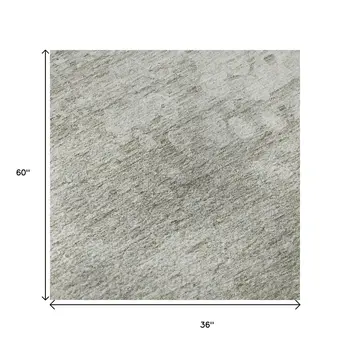 3' X 5' Beige And Ivory Abstract Washable Area Rug With UV Protection
