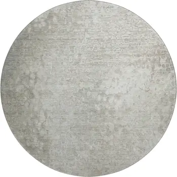 8' Beige And Ivory Abstract Washable Round Rug With UV Protection
