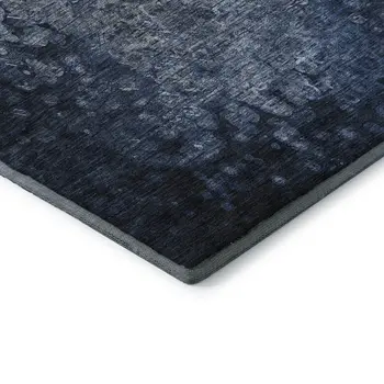 3' X 5' Blue And Ivory Abstract Washable Area Rug With UV Protection