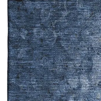 3' X 5' Blue And Ivory Abstract Washable Area Rug With UV Protection