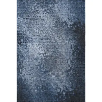 8' X 10' Blue And Ivory Abstract Washable Area Rug With UV Protection