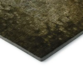 5' X 8' Brown And Ivory Abstract Washable Area Rug With UV Protection