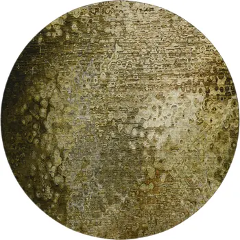 8' Brown And Ivory Abstract Washable Round Rug With UV Protection