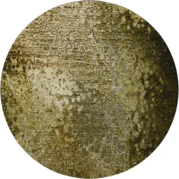 8' Brown And Ivory Abstract Washable Round Rug With UV Protection