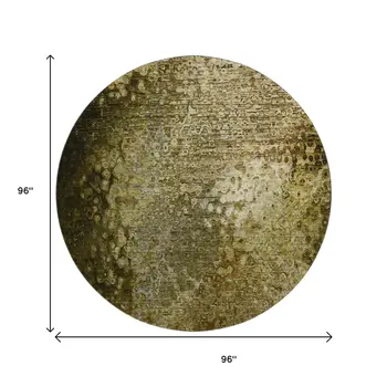 8' Brown And Ivory Abstract Washable Round Rug With UV Protection