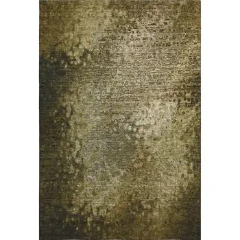 9' X 12' Brown And Ivory Abstract Washable Area Rug With UV Protection