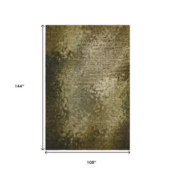 9' X 12' Brown And Ivory Abstract Washable Area Rug With UV Protection