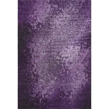 3' X 5' Purple And Ivory Abstract Washable Area Rug With UV Protection