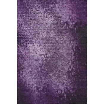 3' X 5' Purple And Ivory Abstract Washable Area Rug With UV Protection