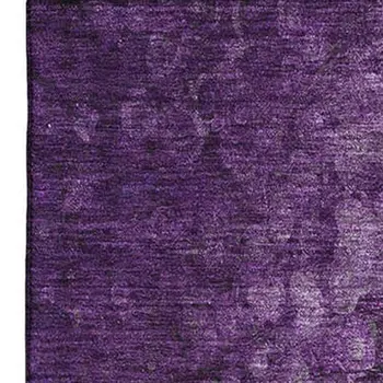 10' X 14' Purple And Ivory Abstract Washable Area Rug With UV Protection