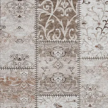 3' X 5' Beige And Ivory Patchwork Washable Area Rug With UV Protection