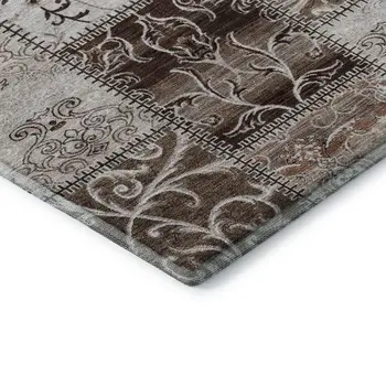 10' X 14' Beige And Ivory Patchwork Washable Area Rug With UV Protection
